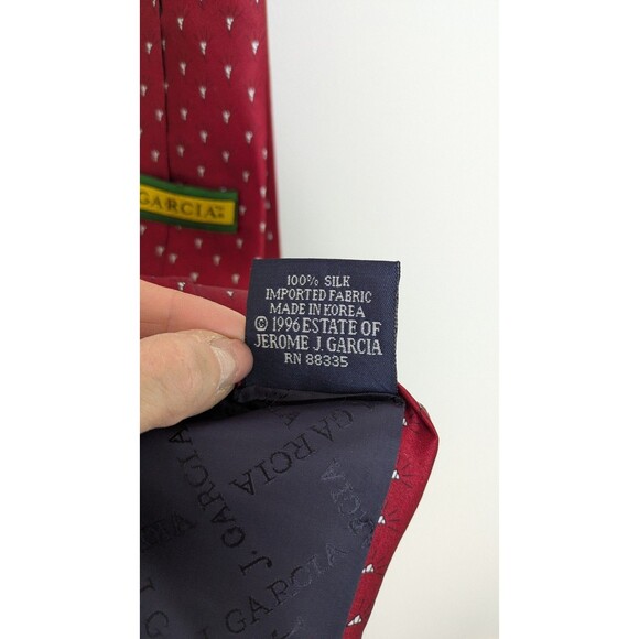 Vintage J. Garcia Rhino & Puppy Collection Eighteen 100% Silk Red/White Preppy - Picture 5 of 9